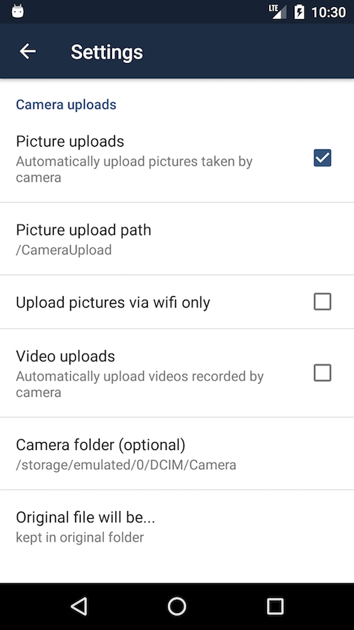 ownCloud Android App: Specify camera folder
