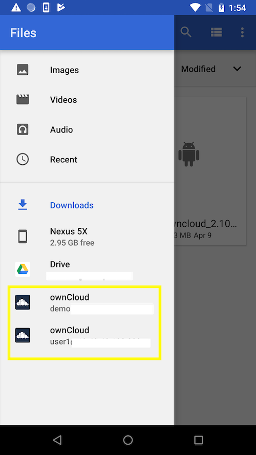 ownCloud Android App Document provider integration - step 1