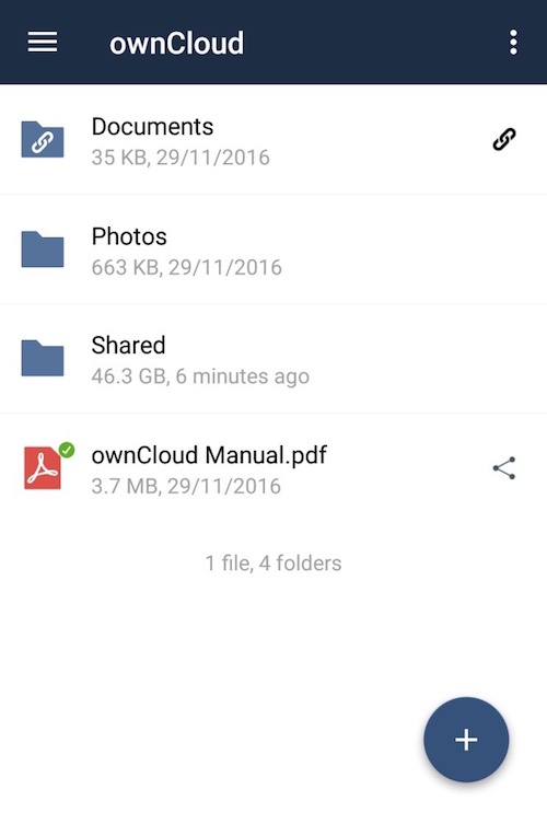 ownCloud Android App: All files view