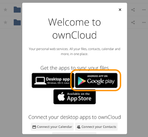 Download the ownCloud Android app in the Google Play store
