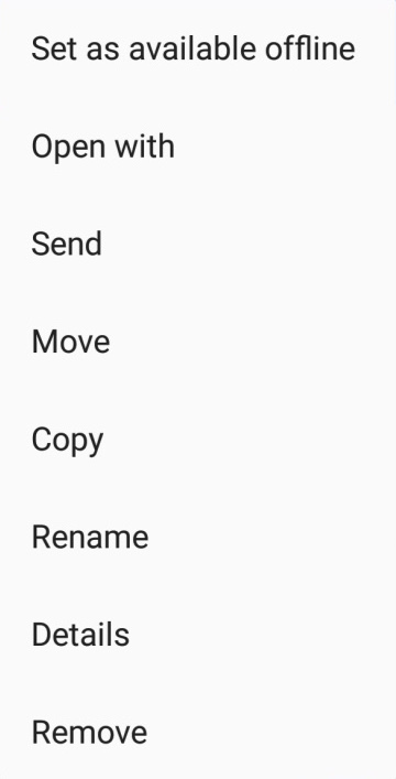 ownCloud Android App: File overflow menu