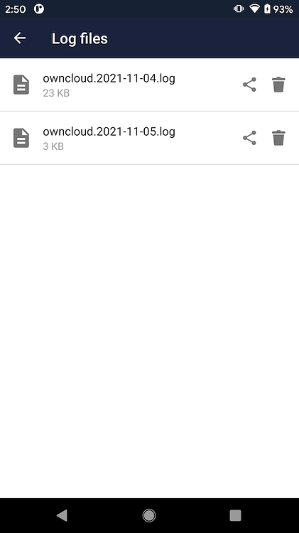 View logs in the ownCloud Android App