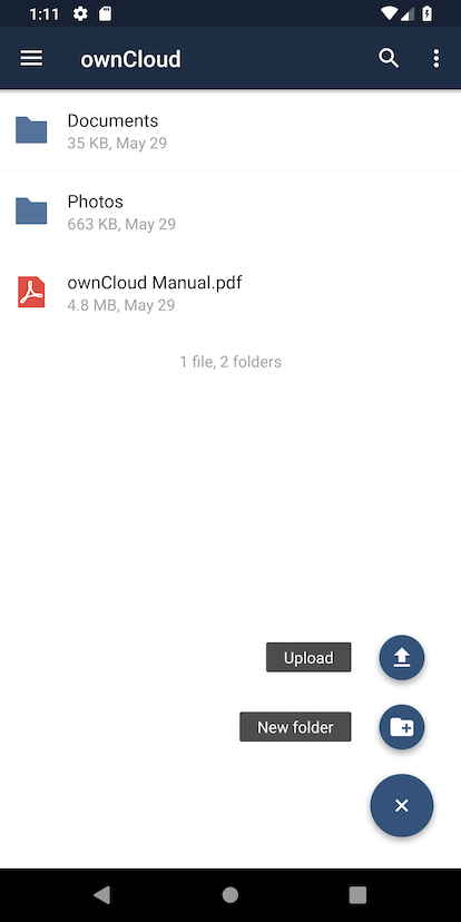 ownCloud Android App: Upload content