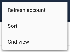 ownCloud Android App: User overflow menu