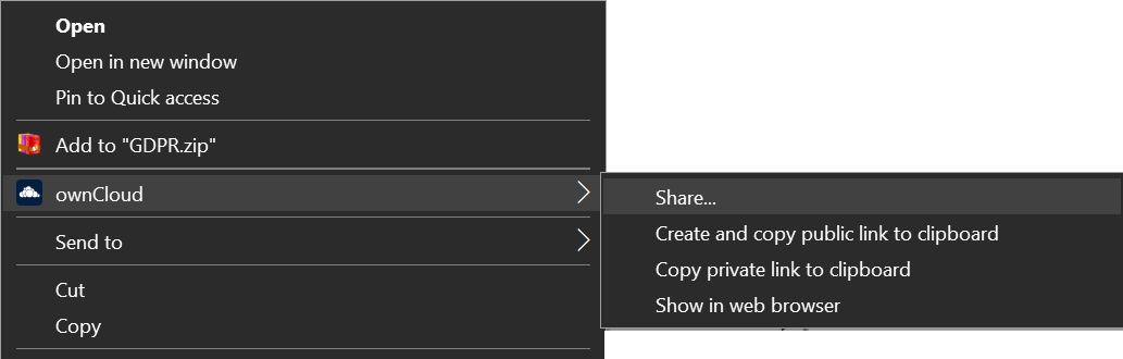 Sharing Context Menu