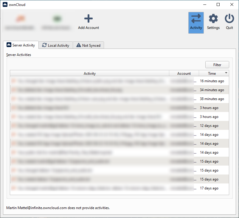 Activity Pane