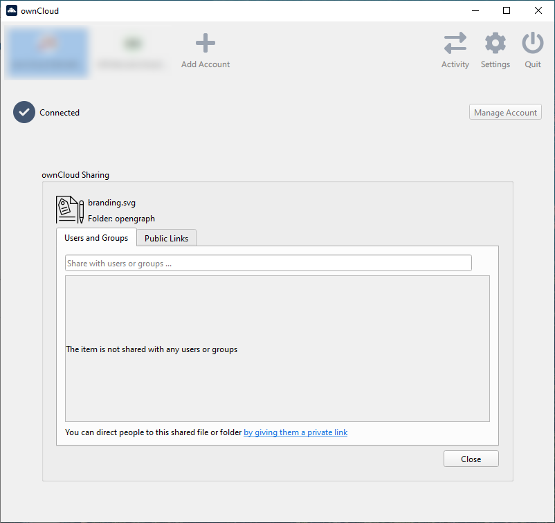Sharing with users and groups