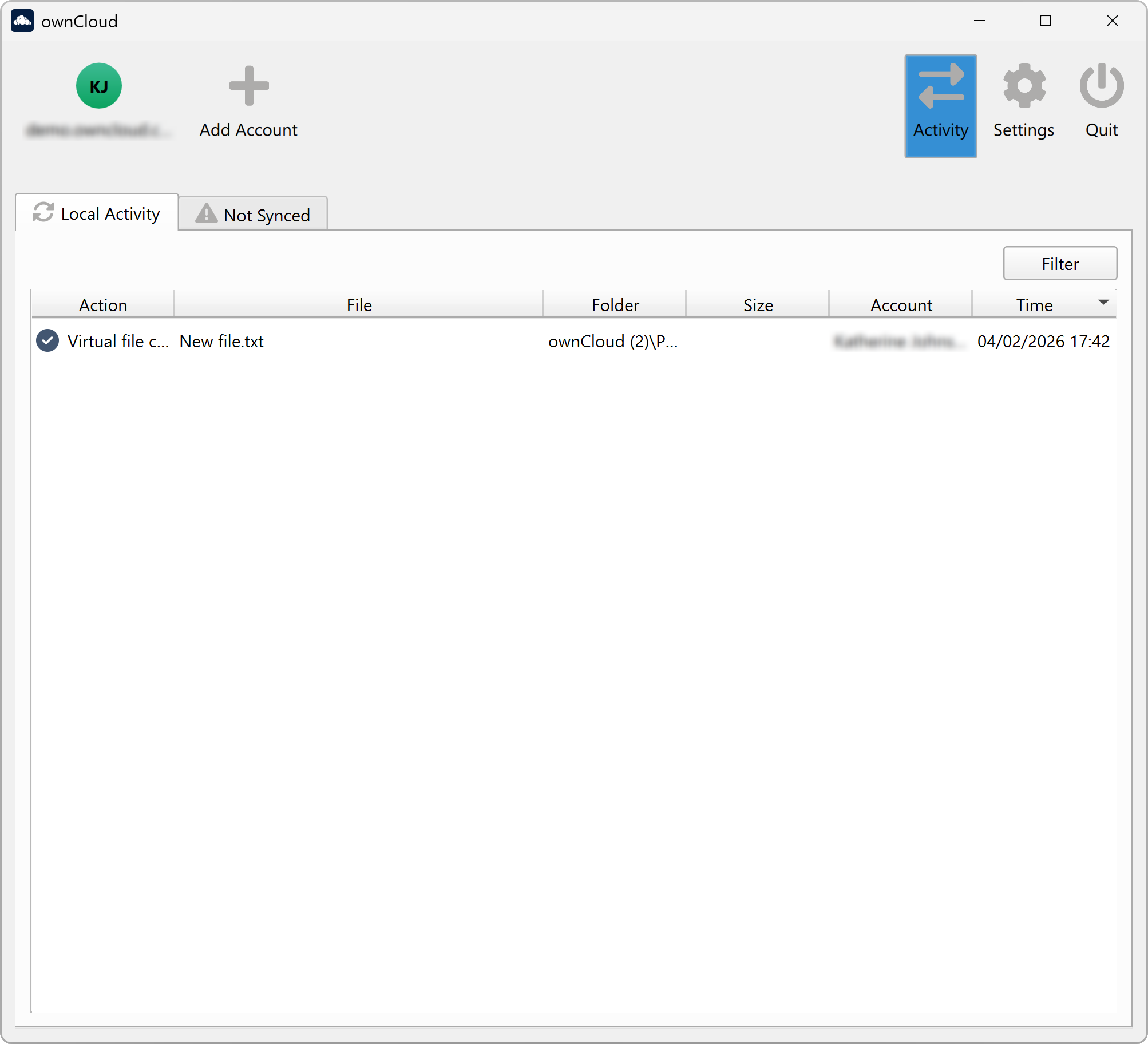 Activity Pane