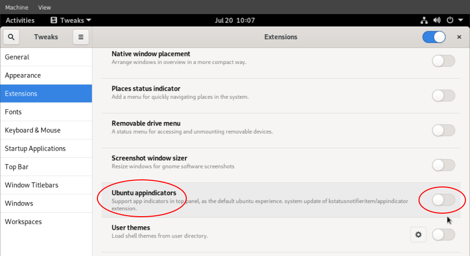gnome shell extension appindicator selector
