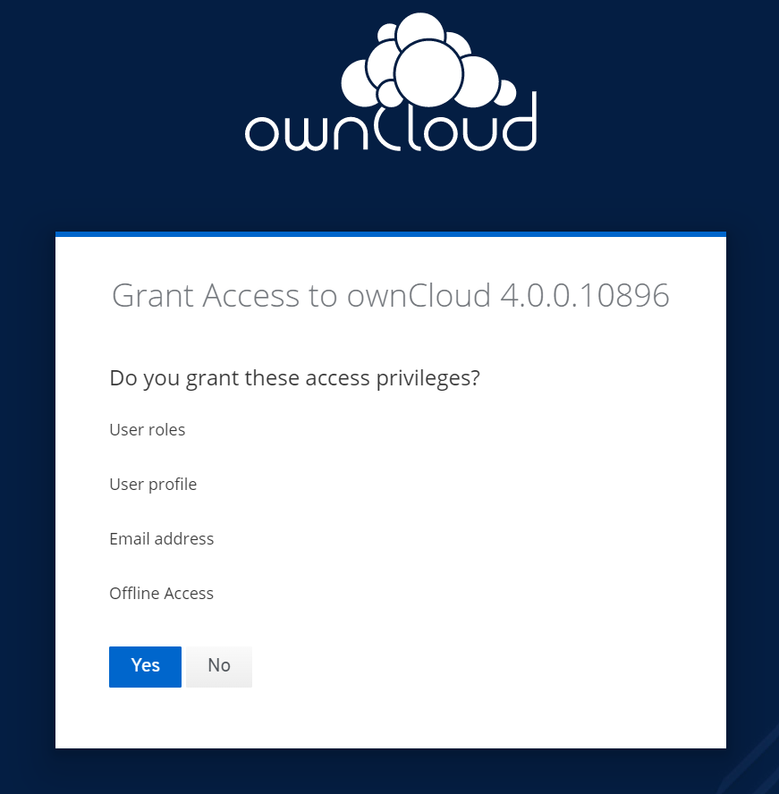 form for entering your ownCloud login