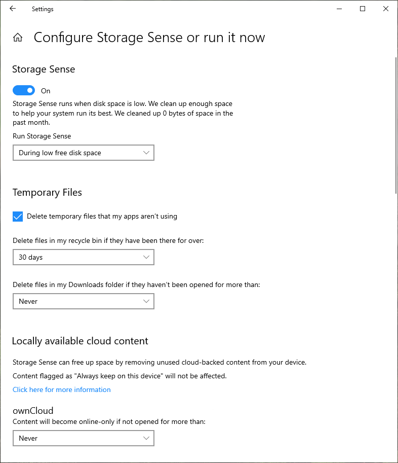 Setup Storage Sense