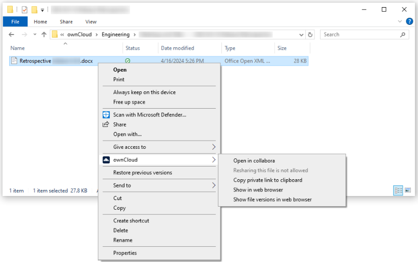 file context menu
