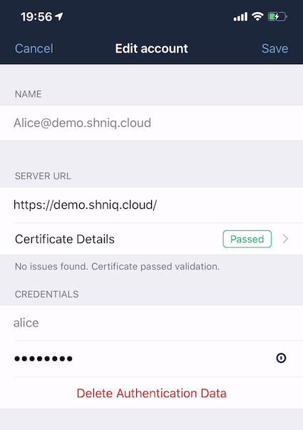 ownCloud iOS App - Authenticating users using Basic Authentication