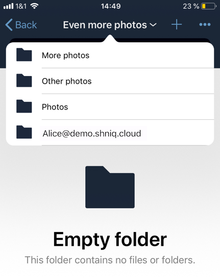 Navigating folders in ownCloud’s iOS app