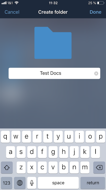 How to create a new folder in ownCloud’s iOS App.