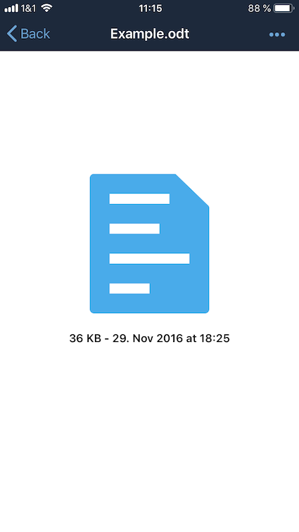 Viewing an ODT file in the ownCloud iOS App