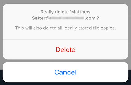 Confirm account deletion in the ownCloud iOS app