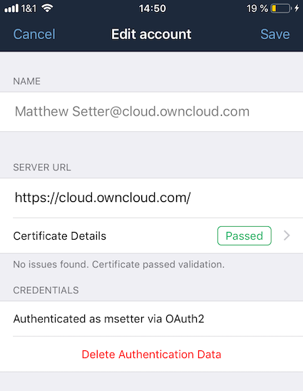 ownCloud iOS App - Authenticating users using OAuth2 Authentication