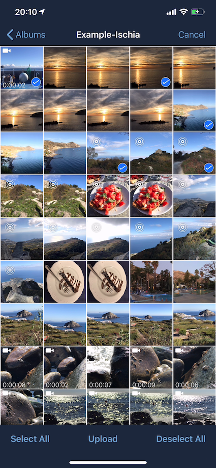 Upload one or more photos from your Photo Library with the ownCloud iOS App.