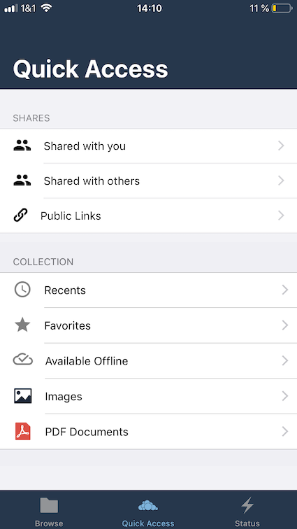 Get quick access to the most important parts of ownCloud’s iOS App for iPhone and iPad.