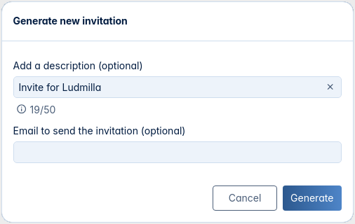 Generate new invitation