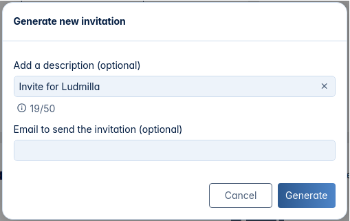 Generate new invitation