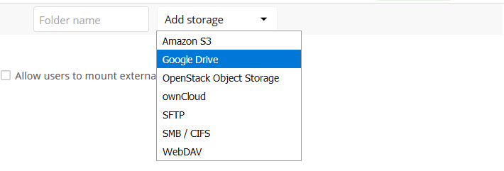 Select Google Drive from dropdown menu