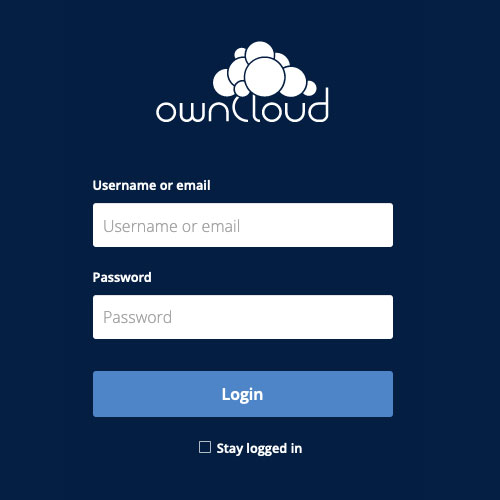 ownCloud login screen