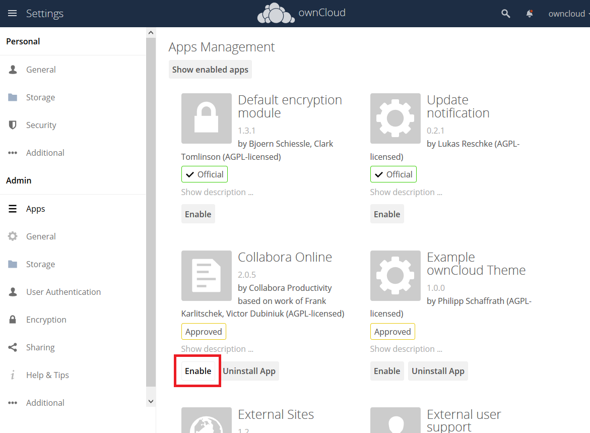 ownCloud Apps