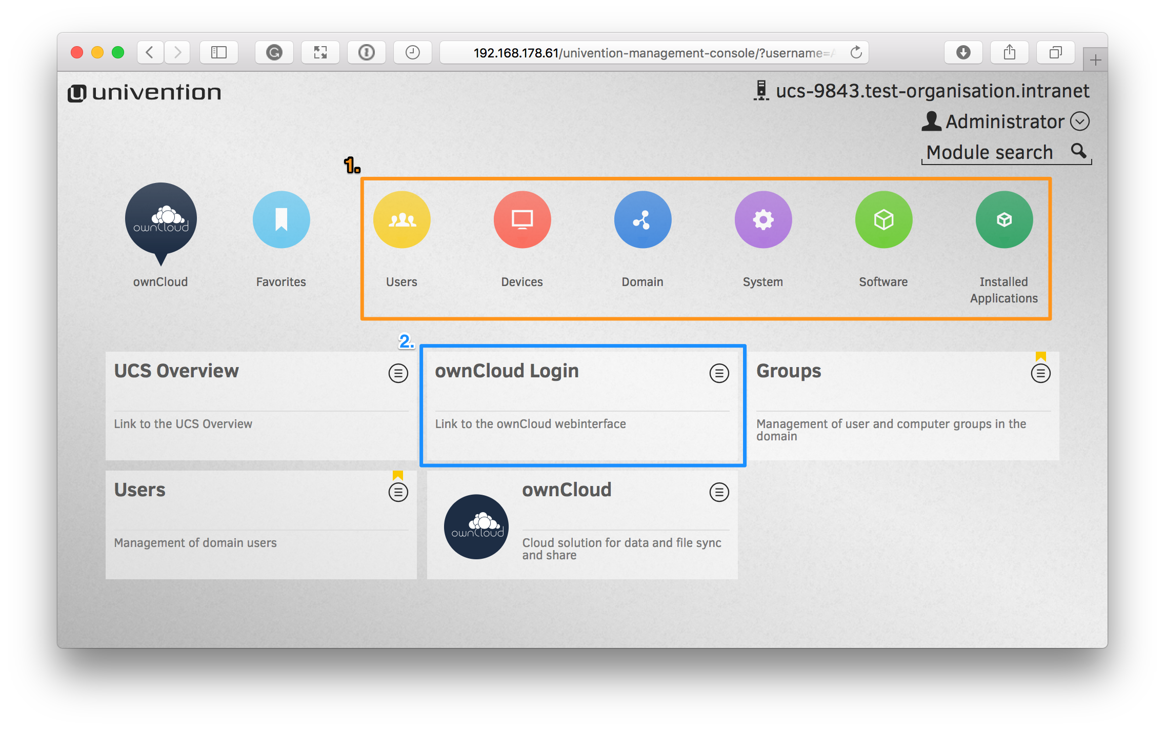 The Univention Management Console.