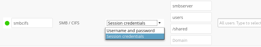 Samba external storage configuration