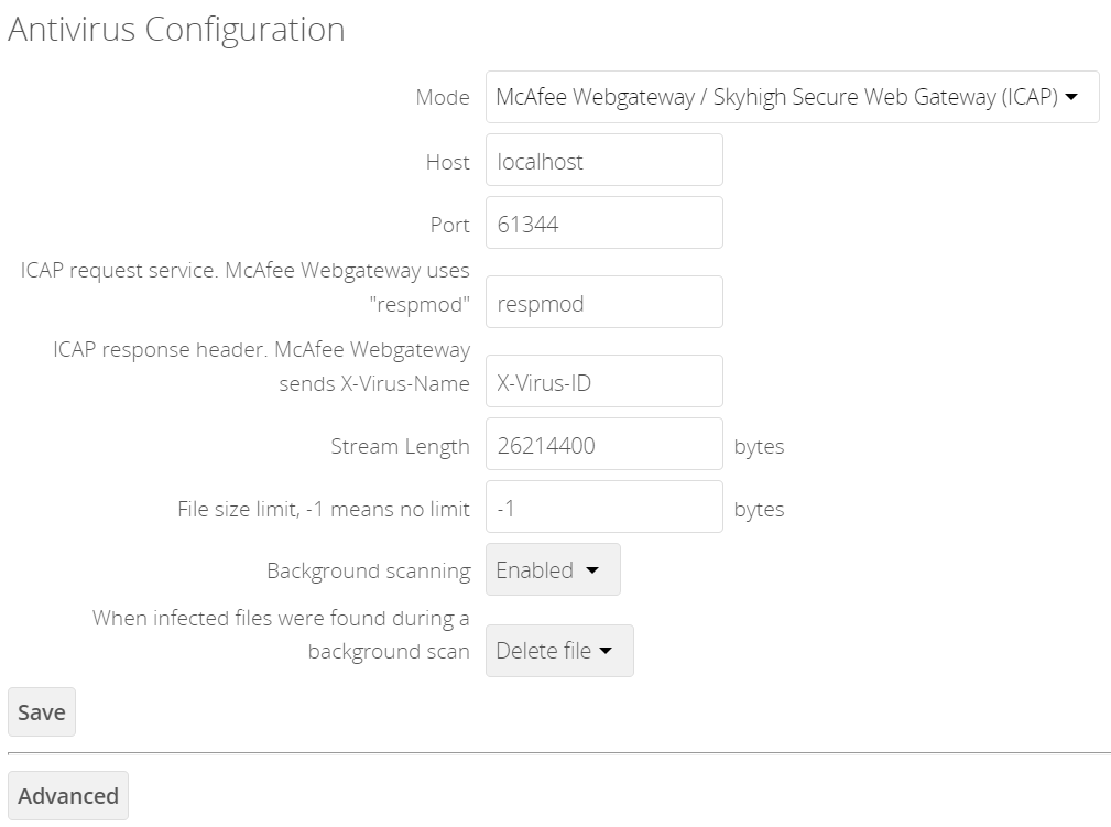 McAfee Web Gateway / Skyhigh Secure Web Gateway (ICAP)]