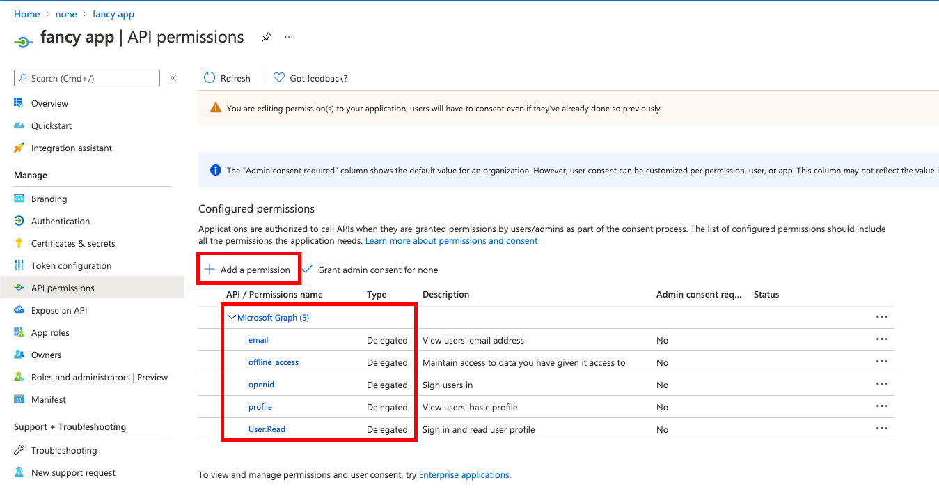 graph permission ms azure ad