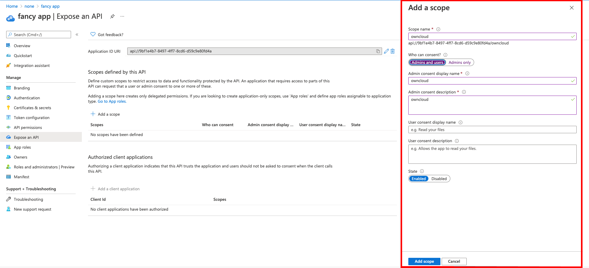 scope consent ms azure ad