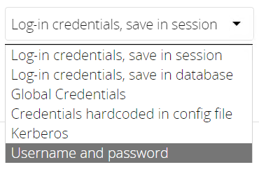 Authentication dropdown selector