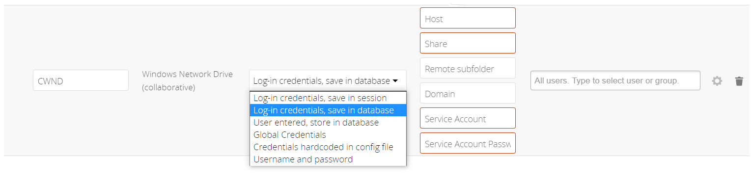 Select How User Logs Into the Mount Point