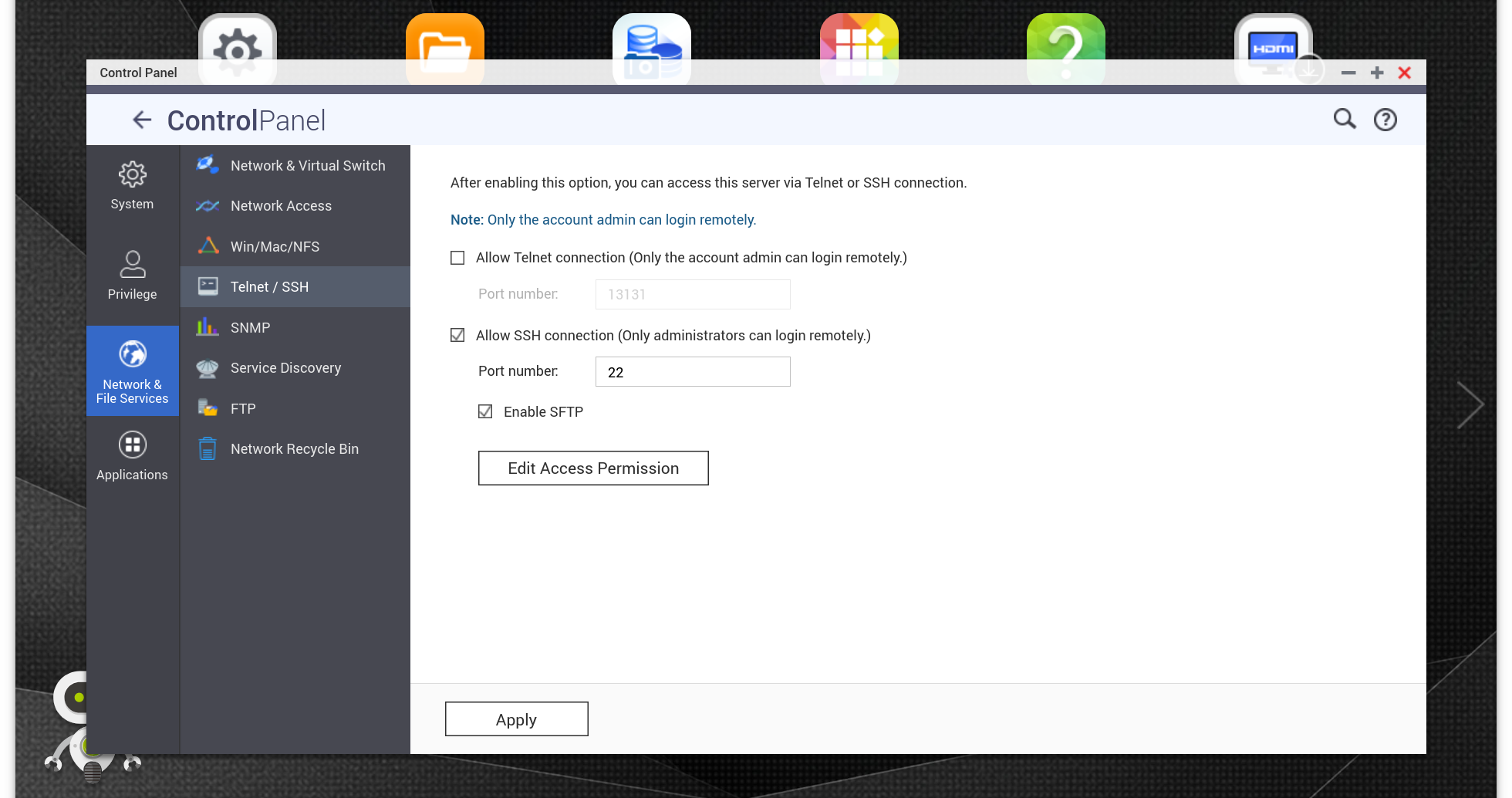 QNAP Control Panel