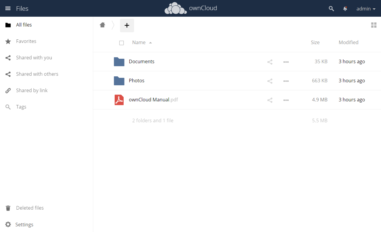 The default ownCloud header