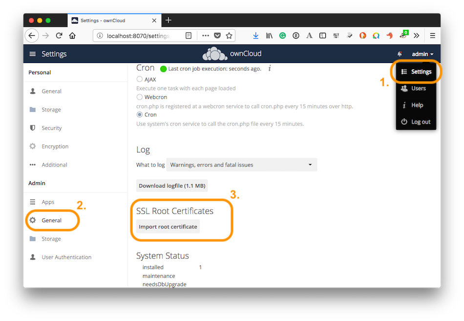 Import Root SSL Certificate in ownCloud