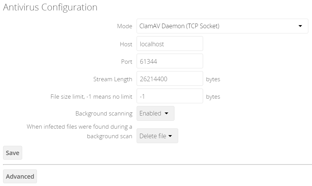 ClamAV Daemon TCP