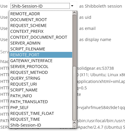 Figure 2: Mapping Shibboleth environment configuration variables to ownCloud user attributes