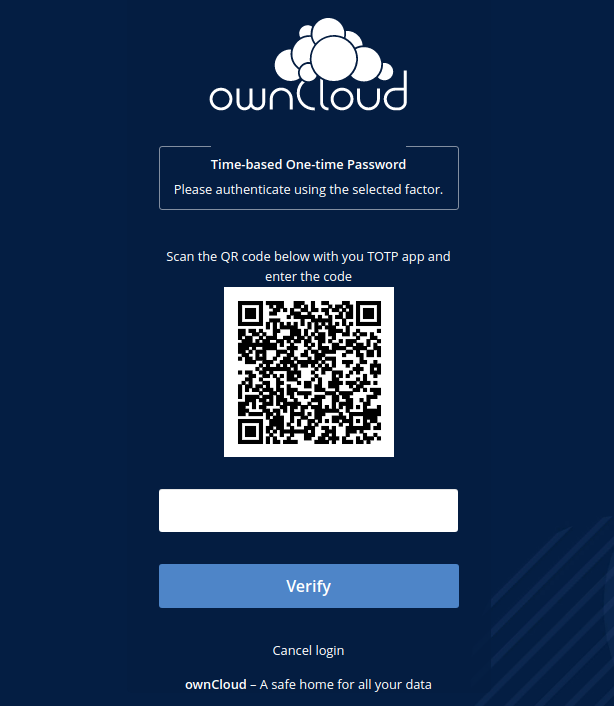 Login Screen with QR Code for Two-Factor Authentication