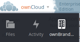 ownBrander app button is on the top left of your ownCloud Web GUI
