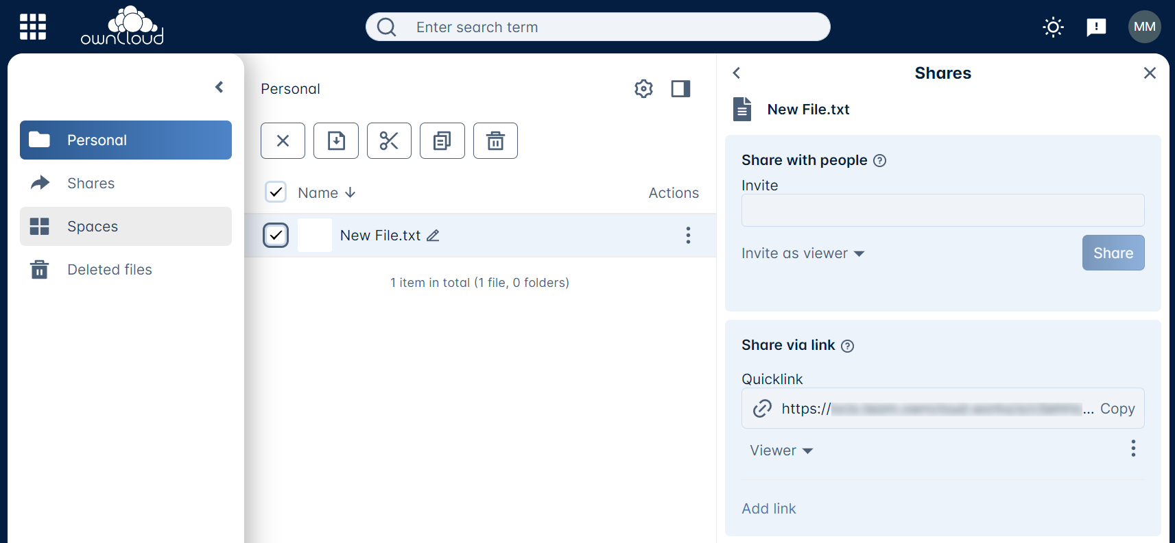 Personal Sharing Menu