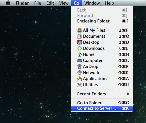 Screenshot of entering your ownCloud server address on Mac OS X
