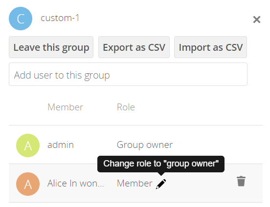 Manage members in a custom group