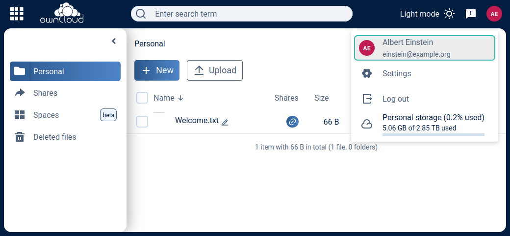 Account Menu