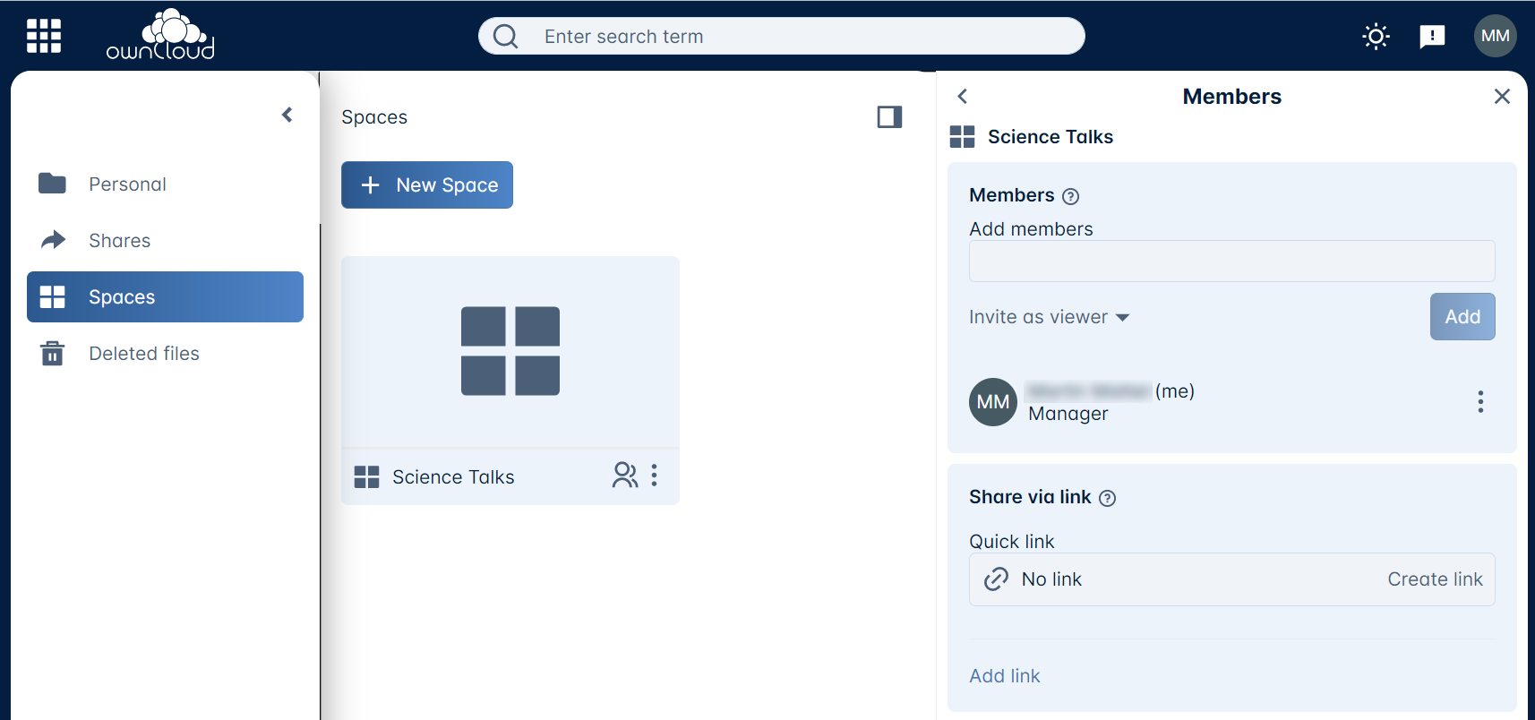 Spaces Sharing Menu